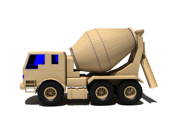 maya toy truck - Concrete mixer truck wooden toy... by gile.073